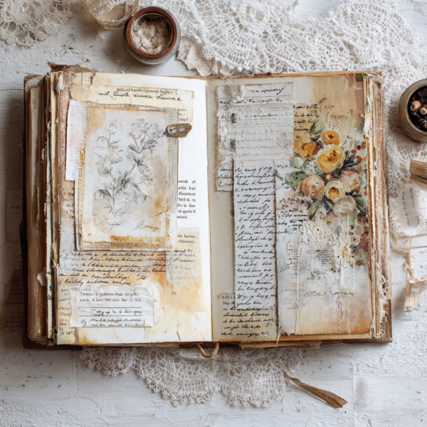 a beautiful boho style junk journal open to one of the pages fe0c9e3d c8d3 428c 9b6f 84cd9c4b4a2f 3