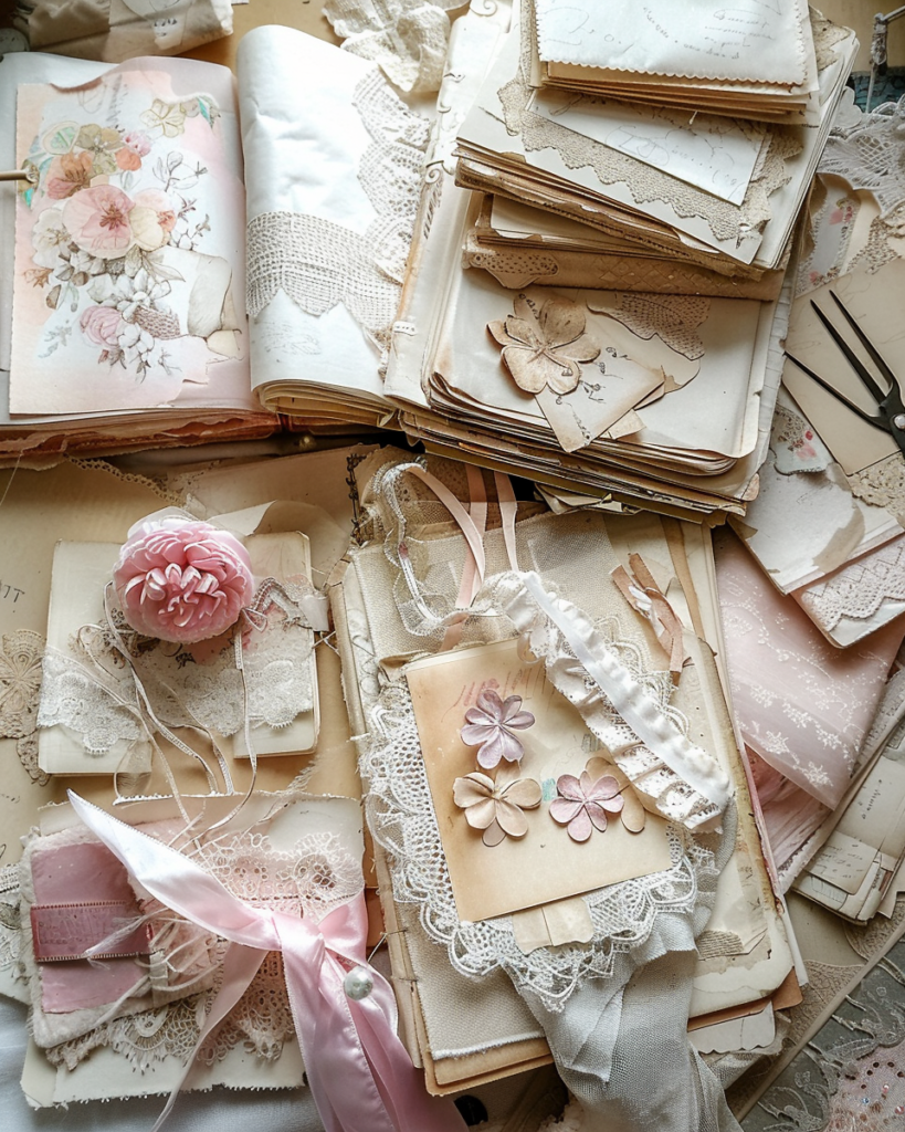 junk journal supplies arranged aesthetically on vintage desk 8f4cc8a9 92c2 4b71 944b aa3a7022ff32 1