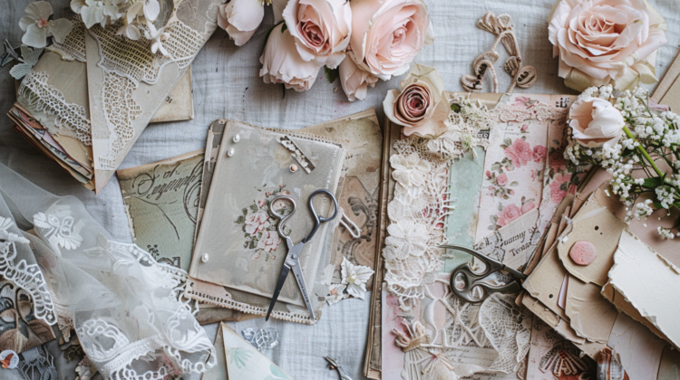 shabby chic junk journal supplies flat lay vintage papers lac 6014a585 9d57 4065 880e 7b383423138b 1