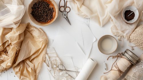 tea dye and coffee stain paper supplies flat lay white paper 77f9e84a 989f 4106 a57e 0f3eeda49d50 0